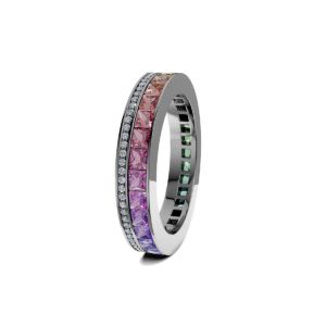 Ring in Weissgold mit Saphir Regenbogenlinie und Diamanten by Frieden AG Creative Design