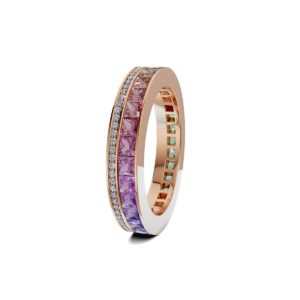Ring in Roségold mit Saphir Regenbogenlinie und Diamanten by Frieden AG Creative Design