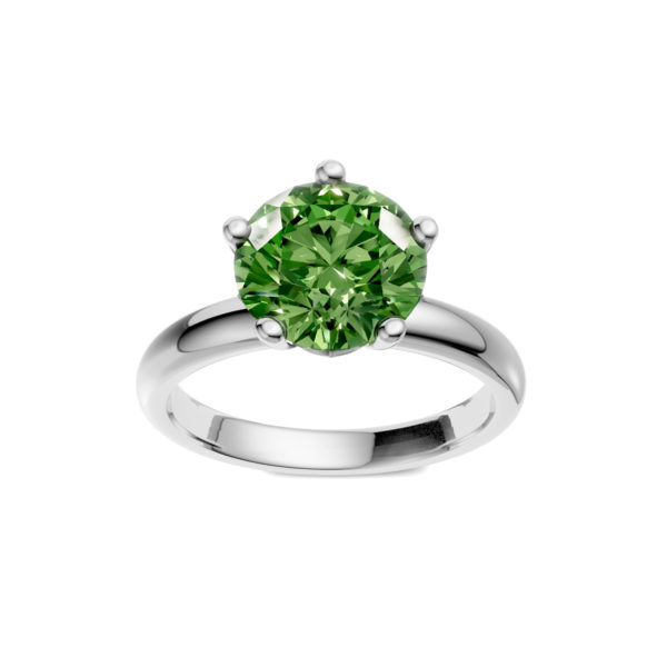 Paradise Ring mit gründem Peridot in Weissgold 750 mit 5-Griff Fassung, by Frieden Creative Design